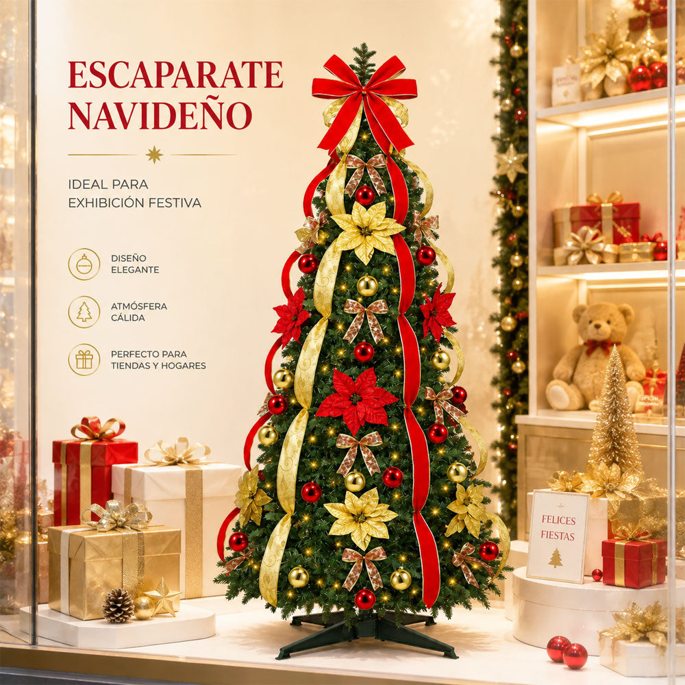 Árbol de Navidad decorado con luces cálidas