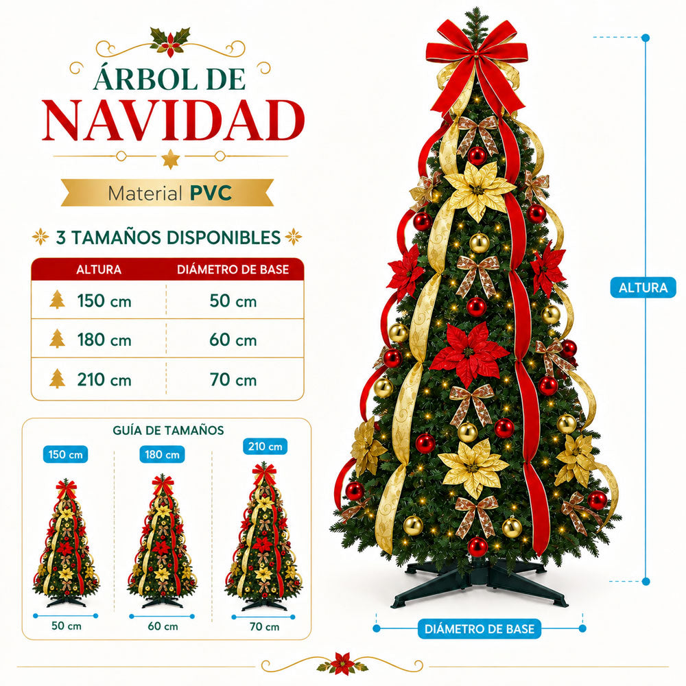 Árbol de Navidad decorado con luces cálidas